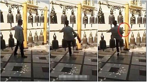 中国小孩日本街头撒尿母亲拒认错 游客脚踢寺庙古钟遭讨伐