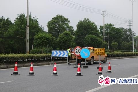 靖江公路站路政强化施工路段安全监管