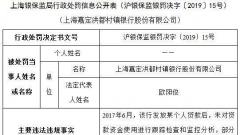 上海嘉定洪都村镇银行违法遭罚 个人贷款用于证券交易