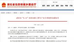 武汉晨鸣万兴置业有限公司武汉港湾江城二期项目发生高处坠落事故 造成1人死亡