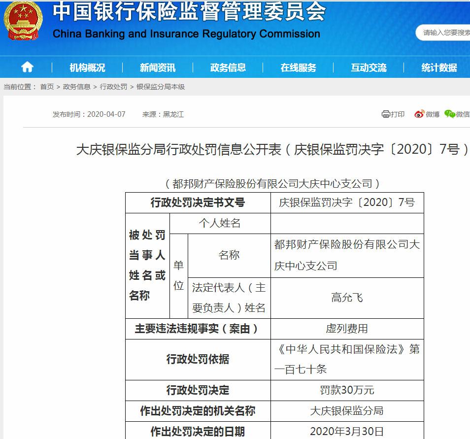 公司大庆中心支公司存在虚列费用的违法违规行,依据《中华人民共和