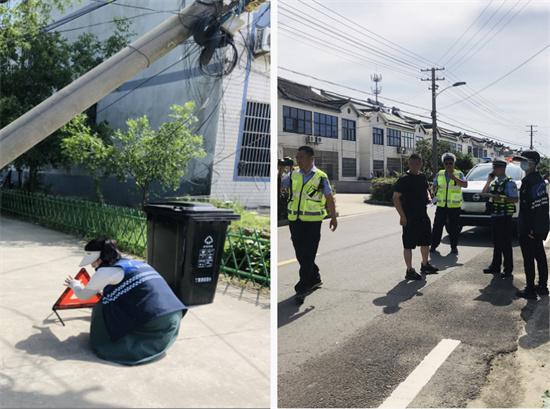 大货车扯断电缆阻交通 丁蜀镇网格员及时处置消险情