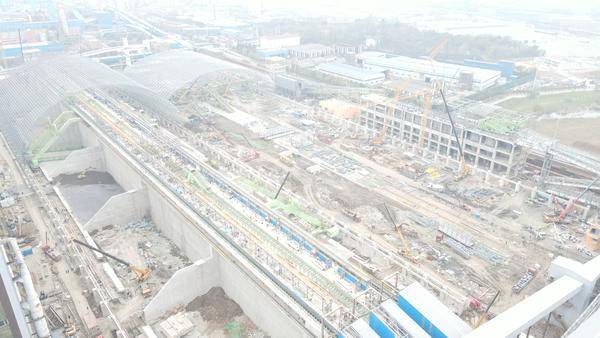 上海宝冶梅钢M型料场主体工程受料成功