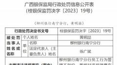 柳州银行南宁分行违规被罚 员工行为管理不到位