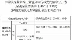 保山龙陵长江村镇银行违规被罚 大股东为武汉农商行