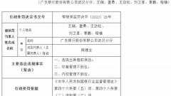 广发银行武汉分行3宗违规被罚330万 内控管理不到位等