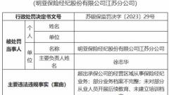 明亚保险经纪江苏分公司违规被罚 超区域从事业务等