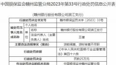 赣州银行滨江支行违规被罚 贷前调查贷时审查不尽职