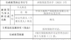 大地保险海西中支被罚 损坏保险许可证