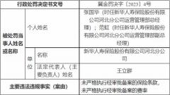 新华保险河北分公司被罚 未严格执行经审批备案费率