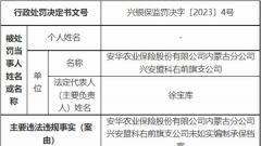 安华农业保险内蒙古某支公司被罚 未如实编制承保档案