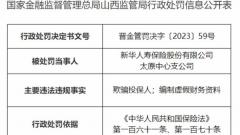 新华保险太原中支被罚 欺骗投保人编制虚假财务资料