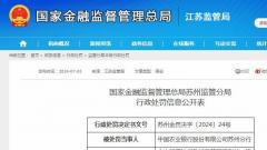 项目贷款“三查”不到位 中国农业银行股份有限公司苏州分行被罚120万元
